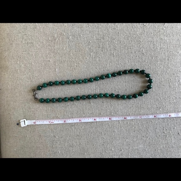 Natural Genuine Malachite Beaded Necklace 16 inch - Picture 4 of 4